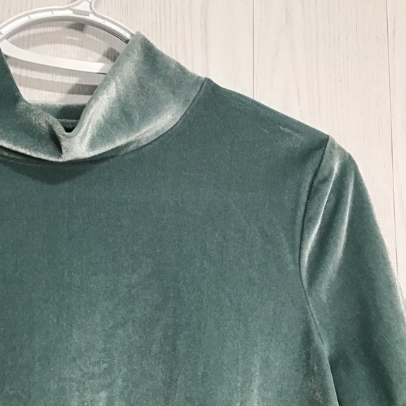 Madewell Light Teal Velvet Mockneck Top size S - Picture 3 of 8